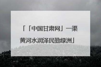 「中国甘肃网」一渠黄河水润泽民勤绿洲