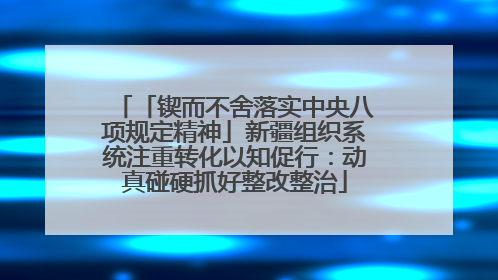 「锲而不舍落实中央八项规定精神」新疆组织系统注重转化以知促行：动真碰硬抓好整改整治