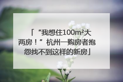 “我想住100m²大两房！”杭州一购房者抱怨找不到这样的新房