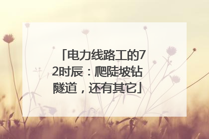 电力线路工的72时辰：爬陡坡钻隧道，还有其它