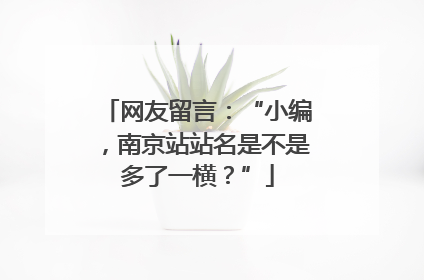 网友留言：“小编，南京站站名是不是多了一横？”