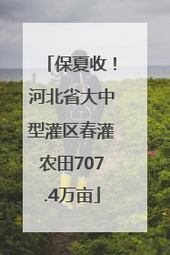保夏收！河北省大中型灌区春灌农田707.4万亩