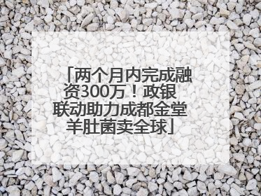 两个月内完成融资300万！政银联动助力成都金堂羊肚菌卖全球