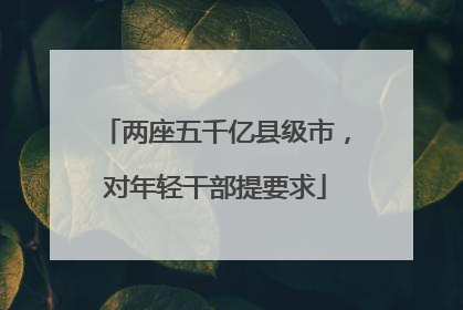 两座五千亿县级市，对年轻干部提要求