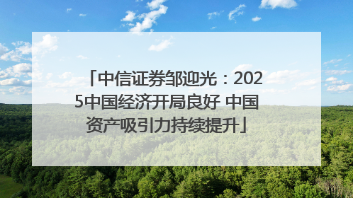 中信证券邹迎光：2025中国经济开局良好 中国资产吸引力持续提升