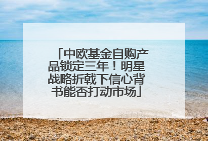 中欧基金自购产品锁定三年！明星战略折戟下信心背书能否打动市场