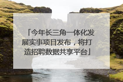 今年长三角一体化发展实事项目发布，将打造招聘数据共享平台