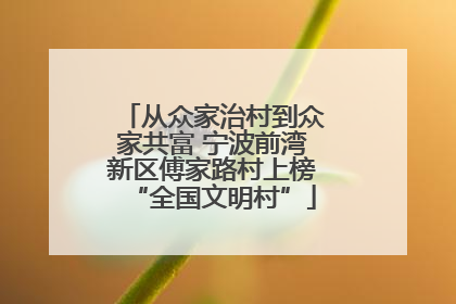 从众家治村到众家共富 宁波前湾新区傅家路村上榜“全国文明村”