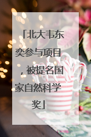 北大韦东奕参与项目，被提名国家自然科学奖