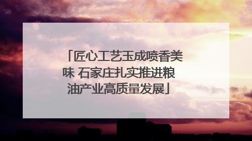 匠心工艺玉成喷香美味 石家庄扎实推进粮油产业高质量发展