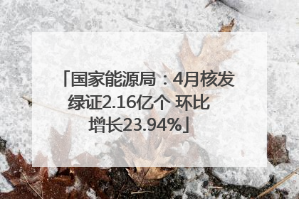 国家能源局：4月核发绿证2.16亿个 环比增长23.94%
