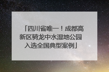 四川省唯一！成都高新区骑龙中水湿地公园入选全国典型案例