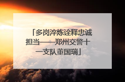 多岗淬炼诠释忠诚担当——郑州交警十一支队董国瑞