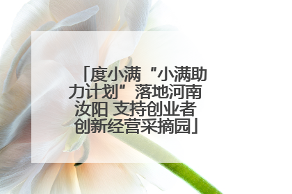 度小满“小满助力计划”落地河南汝阳 支持创业者创新经营采摘园