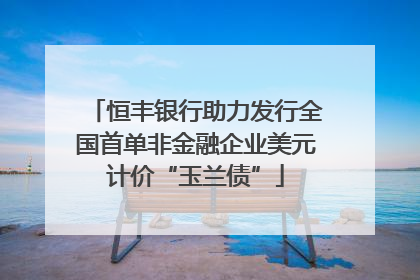 恒丰银行助力发行全国首单非金融企业美元计价“玉兰债”