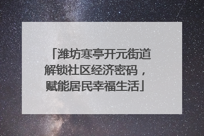 潍坊寒亭开元街道解锁社区经济密码，赋能居民幸福生活