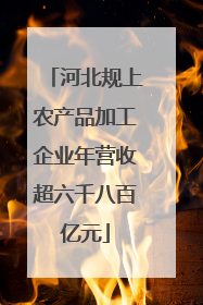 河北规上农产品加工企业年营收超六千八百亿元