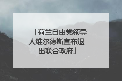 荷兰自由党领导人维尔德斯宣布退出联合政府