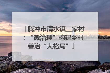 腾冲市清水镇三家村：“微治理”构建乡村善治“大格局”