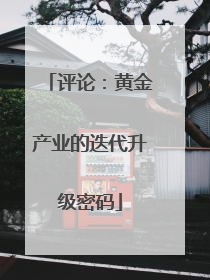 评论：黄金产业的迭代升级密码