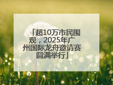 超10万市民围观，2025年广州国际龙舟邀请赛圆满举行