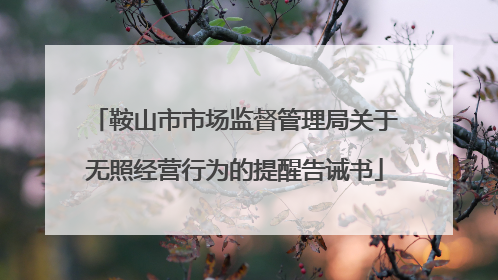 鞍山市市场监督管理局关于无照经营行为的提醒告诫书