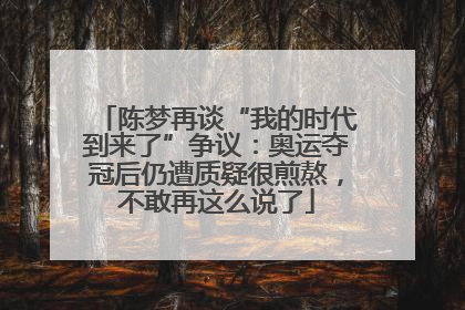 陈梦再谈“我的时代到来了”争议：奥运夺冠后仍遭质疑很煎熬，不敢再这么说了