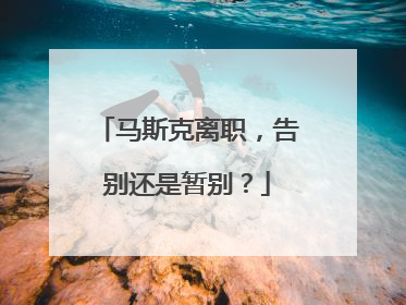 马斯克离职，告别还是暂别？