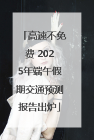 高速不免费 2025年端午假期交通预测报告出炉