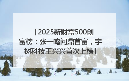 2025新财富500创富榜：张一鸣问鼎首富，宇树科技王兴兴首次上榜